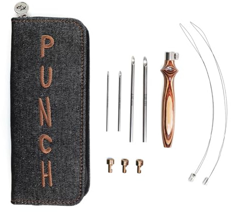 KnitPro - KnitPro Slät Färdiga Jordnära Trä och Skinande Metall Stansa Nålar Broderi Kit - 1 Uppsättning
