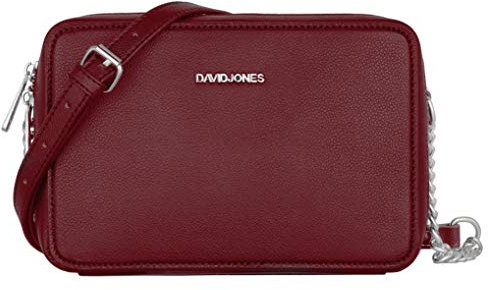 David Jones - Damen Kleine Umhängetasche - Frau Quadratische Handtasche PU Leder - Kette Schultertasche Elegant Crossbody Bag - Handy Tasche Mini Abendtasche Party Clutch Pochette Mode - Bordeaux Rot