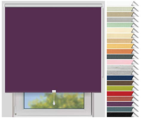 EFIXS Thermorollo Mittelzug Medium - Rollos nach Maß - 25 mm - Stoffbreite bis 180 cm, Höhe bis 240 cm - Hier: bis 120 cm x 150 cm (BxH) - violett (3016) - lichtundurchlässig, Springrollo