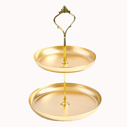 2-Tier Fruit Basket Métal Fruit Bowl plateau bonbons Porte amovible fruits, snack Plateau Corbeille à pain, for la cuisine Salon (Color : Gold)
