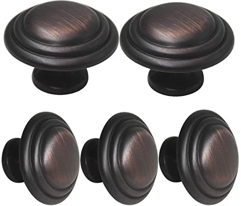 Gobrico 5 Pack 1-3/8 Inch Cabinet Knobs, Oil Rubbed Bronze