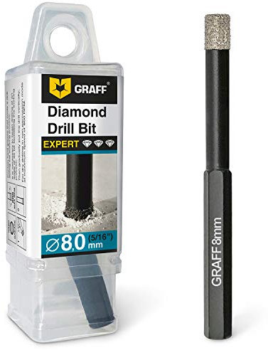GRAFF Foret Diamant 8mm - Foret Diamant pour Carrelage Grès Cérame Céramique Pierre - Mèche Carrelage avec Changement Rapide Tige Hexagonale - Trépan Diamant E 6.3