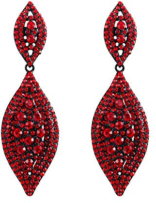 EVER FAITH Blatt Kristall Ohrringe für Damen Party Hochzeit | Charm 2 Blatt Drop Baumeln Ohrstecker