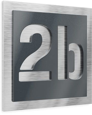 Graviers Design Hausnummer aus V2A Edelstahl 230x230mm - Anthrazit Metallic - Wetterfest Rostfrei Individuell anpassbar nach eigener Nummer - Made in Germany