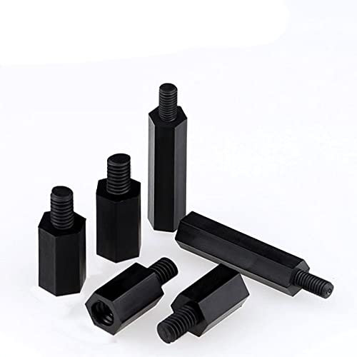 M2 M2.5 M3 M4 Negro Blanco Hexagonal Nylon Separador Macho Hembra Montaje de plástico Hilo hexagonal PCB Placa base Espaciador Pilar Board-30mm (50pcs), BlackM2.5 Thread 6mm