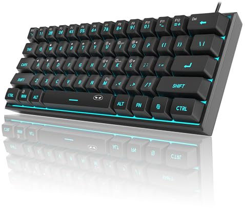 MageGee Waterproof Mechanical Feeling 60% Gaming Keyboard,Ultra-Compact Mini 61 Keys Keyboard RGB Backlit