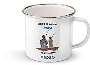 Taza personalizada con nombre, idea de regalo para el día del padre, regalo ideal para papa (pescando)