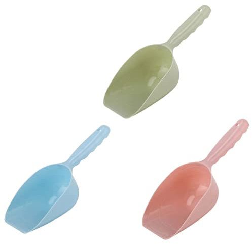 Balacoo 3 Stücke Haustier Nahrungsmittelschaufel Kunststoff Handschaufel Mehl Utility Scoop Bar Eisschaufel Für Haustier Katze Kleine Tierfutter Grün/Blau/Rosa