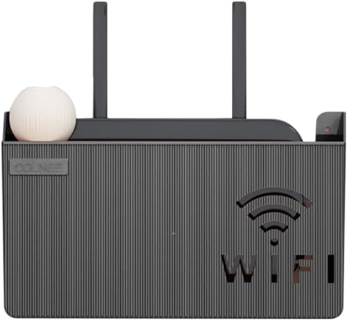 MNBVH Router Aufbewahrungsbox Wand WLAN Regal Kabel Organizer Box TV Kabel Verstecken Dekorative (Color:Schwarz)