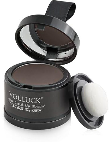 VOLLUCK Poudre pour Racines Cheveux 4g – Couverture Efficace des Cheveux Blancs & Zones Clairsemées, Facilité d’Application, Fini Naturel – Pour Homme et Femme (Marron Moyen)
