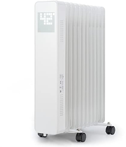 Klarstein Öl Radiatoren, Heizkörper Elektrisch, Leiser Ölradiator 2500 Watt, Mobiler Elektro Radiatoren, Heizkörper mit Thermostat & Wifi/App, Freistehender Öl Radiator Energiesparend, Oil Heater