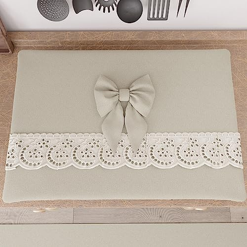 PETTI Artigiani Italiani - Cache Plaque de Cuisson avec Dentelle de Saint-Gall 50x70 cm, Protection Plaque Induction et a Gaz en Coton, Beige, Accessoires De Cuisine, 100% Made in Italy