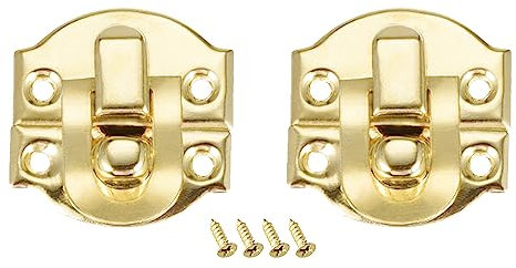 QUARKZMAN 21 x 20mm Retro Box Verriegelung x 2Stk Retro Klein Größe Dekorativ Schnalle Klammer mit Montage Schrauben für Werkzeugkasten Koffer [Golden]