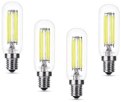 Y.W.Licht LED Glühbirne E14 Dimmbar Kaltweiß 6000K Dunstabzugshaube Lampe T25 4W AC 220V Glühlampe Abzugshaube 40W Ersatz Retro Filament Klar für Kronleuchter (4 Stück)
