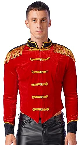 inhzoy Herren Zirkusdirektor Jacke Zirkus Dompteur Kostüm Soldat Uniform | Nussknacker Kostüm Herren Prinz Kostüm Mittelalter Viktorianische Jacke Herren Mantel, Blechmann Kostüm, Faschingskostüm