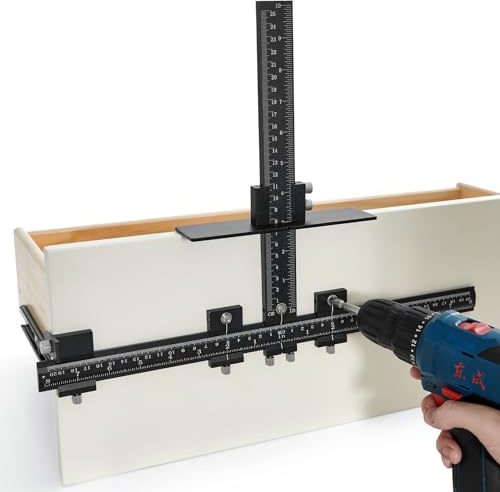 VEVOR Cabinet Hardware Jig, Aluminum Alloy Cabinet Handle Jig with Center Punch, Adjustable Cabinet Hardware Template Tool, for Installation of Door Drawer Front Knobs Handles and Pulls