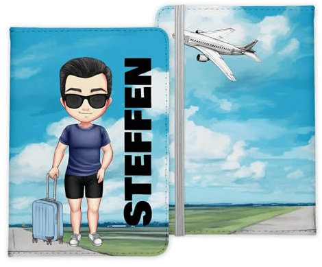 22Feels Reisepasshülle Personalisiert Männer Jungs Urlaub Reisen Gadgets Kinder Etui Organizer Namen Invididuell Kunst-Leder Cover Hülle Geschenk Ehemann Papa Sohn Enkel Neffe