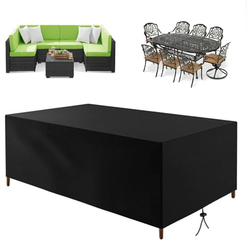 Abdeckung Gartenmöbel Winterfest 275x135x90cm/LxWxH Gartentisch Abdeckung,Schutzhülle Gartenmöbel,Winddicht Anti-UV 420d Oxford Gewebe Abdeckhauben Schutzhülle Für Möbelsets Gartentisch Sitzgruppe