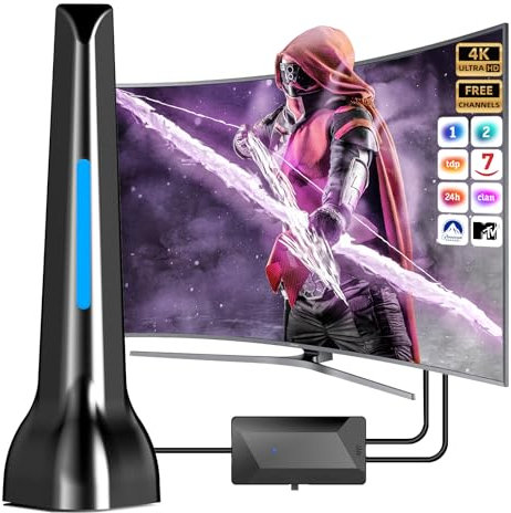 Antena de TV Digital para Interiores,2025 Potente Antena de HD con Amplificador, Compatible con 4K 1080P DTMB DVB-T2 DVB-T TDT para Fire TV y Todos los televisores Antiguos-All TVs(Blue)