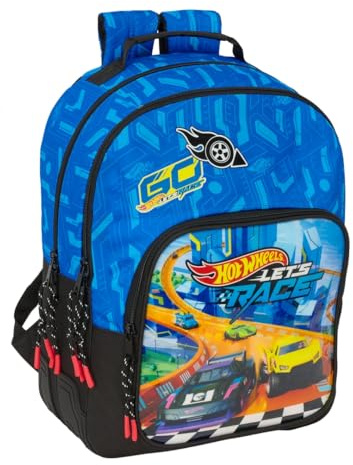Safta HOT WHEELS LET'S RACE - Mochila Escolar Infantil, Ideal para Niños de Diferentes Edades, Cómoda y Versátil, Calidad y Resistencia, 32x15x42 cm