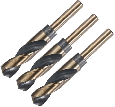 QUARKZMAN Spiralbohrer 22 mm, Metallbohrer Länge 150mm, HSS-4341, 12,7 mm Reduzierte Schaft, Schwarz Nitrid & Gold Titanbeschichtet für Edelstahllegierung Metall Kunststoff Holz, 3 Stück