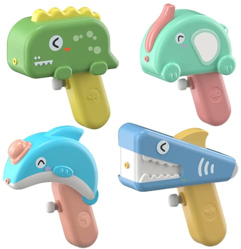 Vattenpistol för barn, TGKYK 4 stycken vattensprutpistoler, liten, sprutpistol vatten, liten vattenpistol för pooler, trädgårdar och stränder (4 djurfigurer)