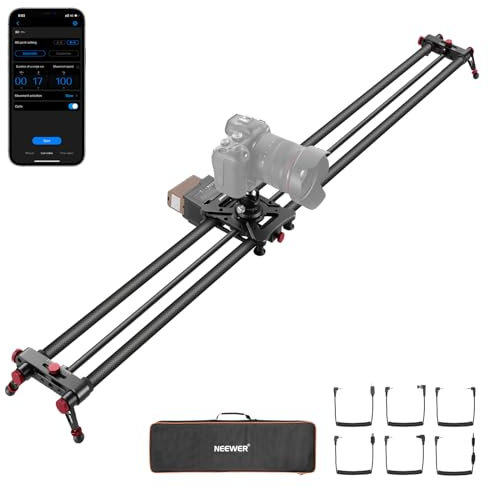 NEEWER 47.2/120cm Motorized Camera Slider, App Wireless Control DSLR Carbon Fiber Dolly Rail Slider with 4400mAh F750 Battery (Charger Not Included), Support Video Mode, Time Lapse Photography, ER1