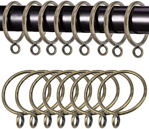 WYIPOLZI 50 Pack 38mm Metal Brass Curtain Rings, Drape Sliding Eyelet Rings for Curtain Poles, Rods and Drapery, Shower Curtains