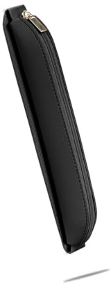 YIZITU Verstellbares Federmäppchen mit elastischem Band für Hardcover, Tagebuch, Notizbuch, Reißverschluss, Leder, Stifteetui mit Gummiband, Reise-Federmäppchen, Schwarz