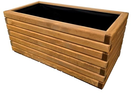 HolzGarden Pflanzkübel Holz Rechteckig 80x40x40 cm Imprägniert Farbe Pinia Wetterfest Blumenkasten Blumentopf Groß Außen Balkon Garten Pflanzkasten Outdoor 88l Serie FORNEA