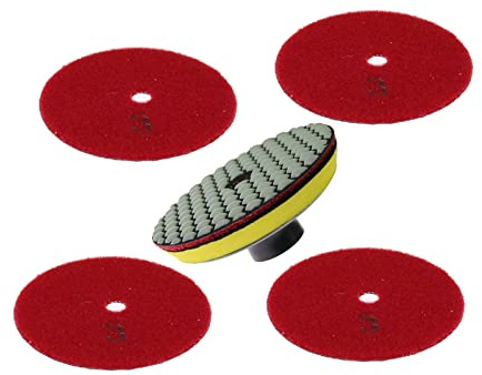 Mola a tazza diamantata, 5 pezzi + supporto M14 4 Premium Qulity diamante rotondo flessibile lucidatura a secco disco abrasivo for marmo pietra vetro macinazione(33333M14)