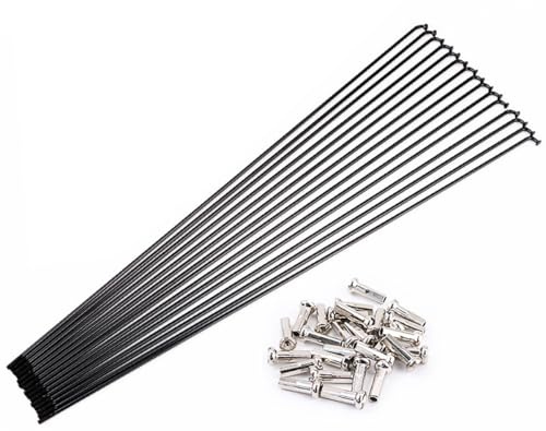 HOUSON 10 pezzi di raggi in acciaio ad alta resistenza 45# 14G (2,0 mm) - Nero - Set completo con nidi per raggi - per MTB/bici da strada/bici pieghevole (66 cm/26/27,5/29 pollici) 268 mm