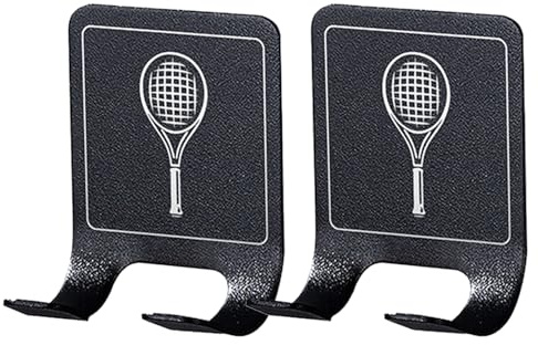 2 soportes de raqueta de tenis resistentes para montaje en pared, soporte vertical para ahorro de espacio, para garaje, dormitorio, gimnasio, entrenamientos