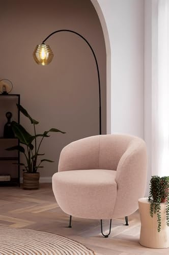 DOMO. collection Sessel Carpa, Polstersessel, rosa | Sessel mit Metallfuß, eleganter Polstersessel mit ovalem Design und stilvollen Metallfüßen, 72 x 76 x 72 cm (BxTxH)