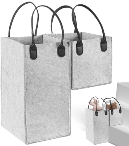 AZIDWERYQ Trappkorg vikbar trappkorg 40 x 40 x 25 cm avtagbar trappa med handtag L-formad filt stegrförvaring organiserare för leksaker, kläder, böcker, datorer