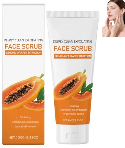 Scrub esfoliante delicato per il viso alla papaya, detergente e ammorbidente in profondità, migliora la ruvidità e l'opacità della pelle, schiarente e illuminante, nutriente e idratante. (1pcs)