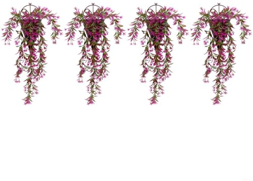 GANCEI Lierre artificiel, fausses feuilles de vigne à suspendre avec un design réaliste à 5 branches pour intérieur ou extérieur, maison, jardin, mur, décoration de fête de mariage (rose rouge)