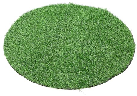 Yardwe Tappeto Erboso Artificiale Rotondo 100 CM Sintetica Decorativa per Esterni Prato Finto per Giardino Patio Coperchio Tombino e Arredamento Verde