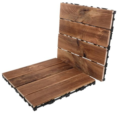 Anneome Piastrelle Pavimentazione per Patio Esterno in Legno ad Incastro 30x30 Cm, 2 Pezzi, Rivestimento per Terrazze Esterne, Resistente alle Intemperie, per Balcone, Giardino e