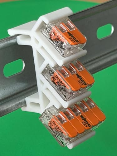4 x SOIXX Hutschienenhalter XWD für WAGO Serie 221 DIN Rail 35 mm Hutschiene Halter Weiß