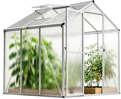 Gegaden Gewächshaus Aluminium für den Garten | 177*181*193 cm | Vielseitig nutzbar als Treibhaus Gartenhaus Winterfest Aufzucht Tomatenhaus Frühbeet und Pflanzenhaus Weiß