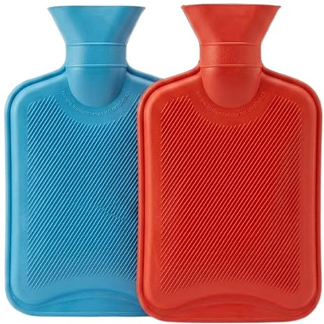 1L Hot Water Bottle Pack of 2 | Pain Relief Water Bags | Assorted Colors | Natural Rubber Therapy Bag, Leakproof Heat Pack for Menstrual Cramps, Back, Neck & Shoulder Pain, Pregnancy, Hot and Cold Use