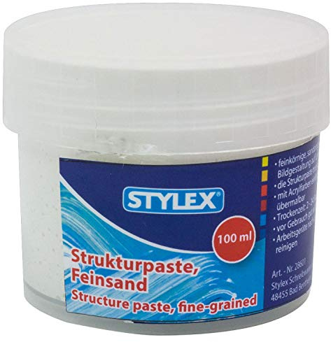 Stylex 28601 - Strukturpaste fein, 100 ml Dose, trocknet weiß matt und deckend auf, kann eingefärbt oder übermalt werden, für reliefartige Effekte