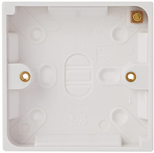 Merriway BH02625 Moulded Light Switch Surface Pattress Box 1 Gang Single - 16mm (5/8 inch) Depth , White