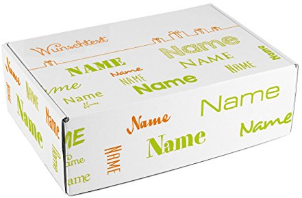 Herz & Heim® Geschenkkarton mit Namen in verschiedenen Schriftarten und Wunschtext zum Geburtstag/Geburt/Vatertag etc. Grün