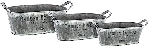 Atmosphera - Set de 3 jardinieres métal - Gris