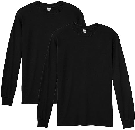 Gildan Men's Heavy Cotton Long Sleeve T-Shirt, Style G5400, 2-Pack, Black, 2X-Large