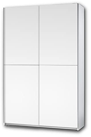 Stella Trading FAST Eleganter Kleiderschrank / Garderobenschrank mit viel Stauraum - Vielseitiger Schwebetürenschrank in weiß - 125 x 195 x 38 cm (B/H/T)