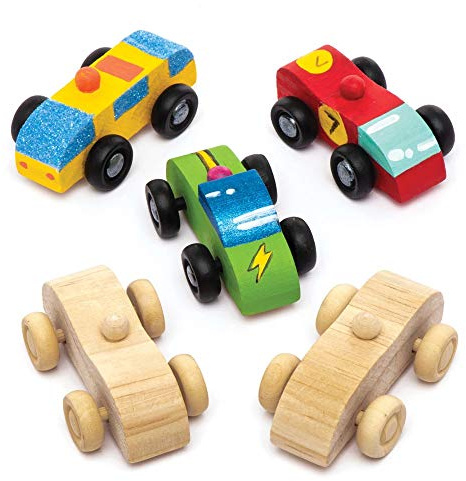 Baker Ross AW583 Mini-Holzautos, 5 Stück