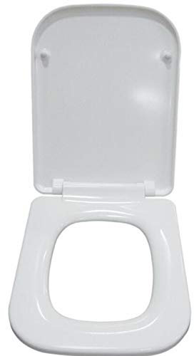 XQHD Sedile WC Bianco con Chiusura Ammortizzata Coperchio WC con Sgancio Rapido Urea-formaldeide Resistente con Cerniere in Acciaio per Una Facile Pulizia,Square